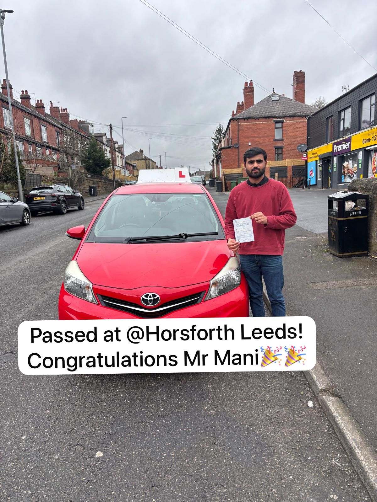 Driving student passing test in Leeds