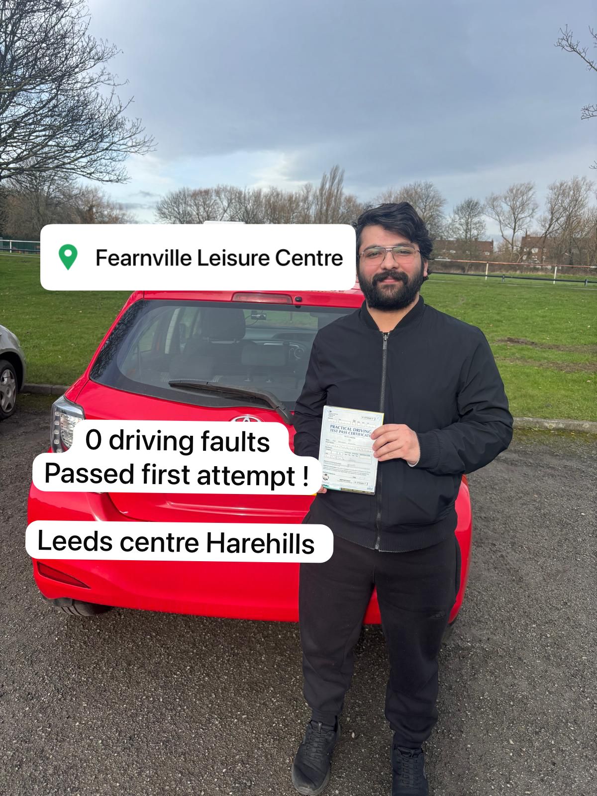Driving student passing test in Leeds