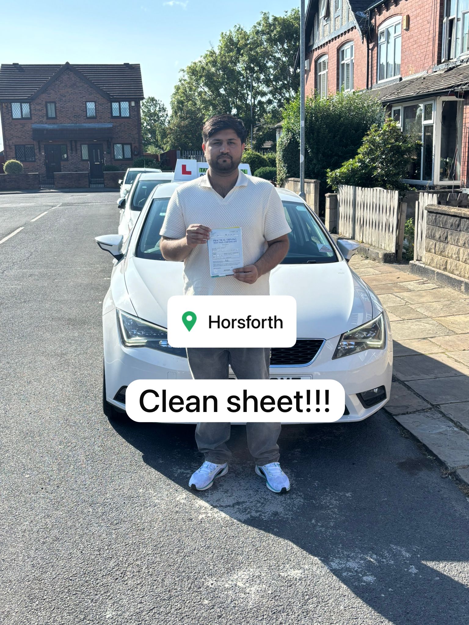 Driving student passing test in Leeds