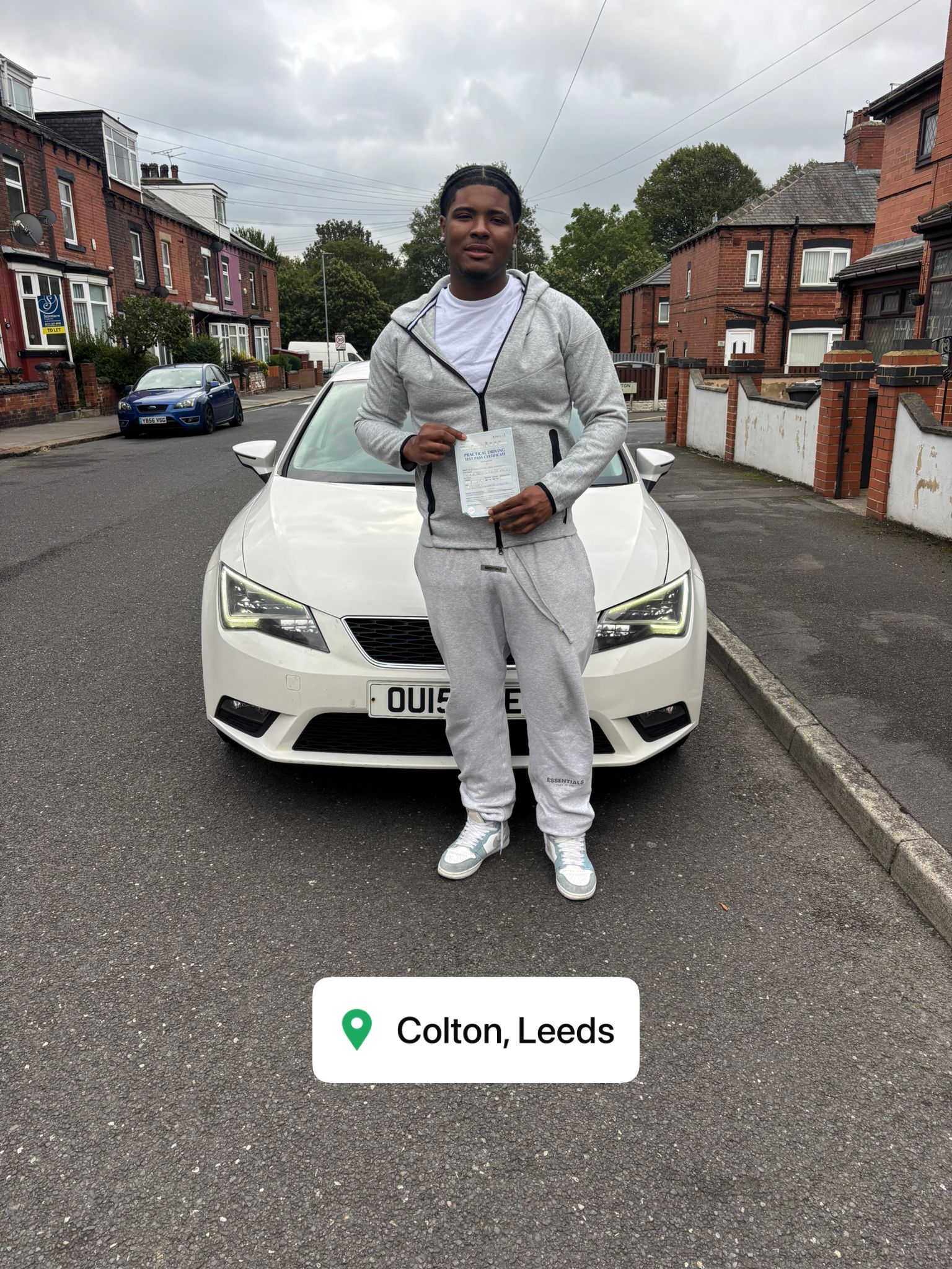 Driving student passing test in Leeds