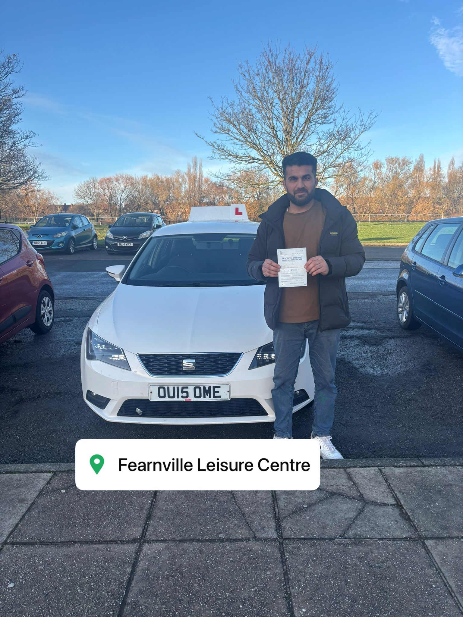 Driving student passing test in Leeds